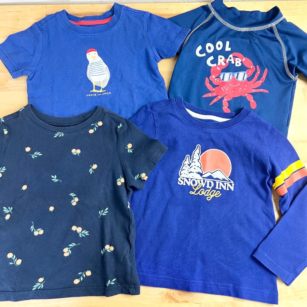 Janie and Jack Old Navy Mick Mack‎ T-Shirt Lot Boys Size 2T Blue Graphic Tee 4pc